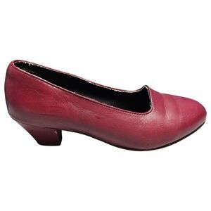 Softspots Pump Shoes Womens Size 6.5 Burgundy Leather Comfort Block Heel Slip On